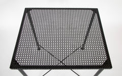 Black Metal Table with Perforated Top in the Manner of Mathieu Mategot