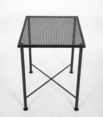 Black Metal Table with Perforated Top in the Manner of Mathieu Mategot