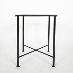 Black Metal Table with Perforated Top in the Manner of Mathieu Mategot