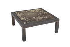 Patinated Aluminum & Slate Coffee Table Designed by Joseph Grusczak