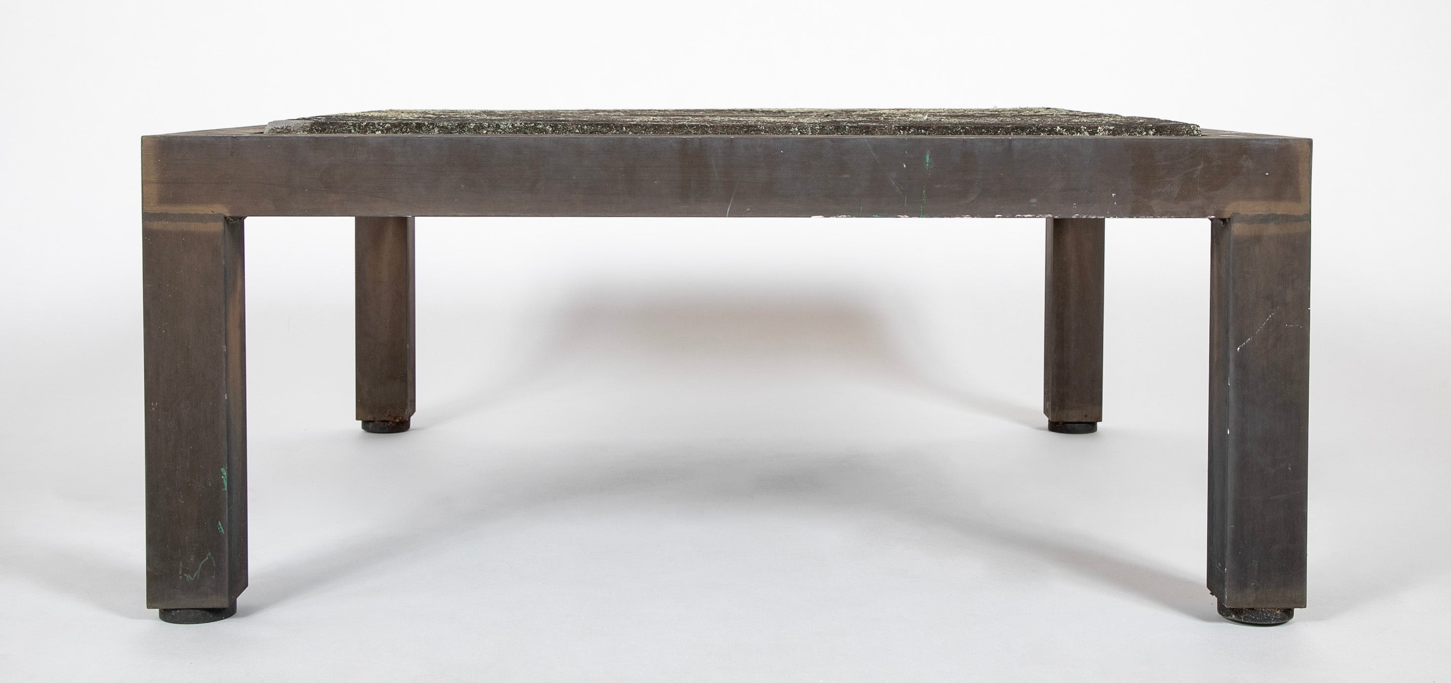 Patinated Aluminum & Slate Coffee Table Designed by Joseph Grusczak
