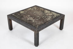 Patinated Aluminum & Slate Coffee Table Designed by Joseph Grusczak