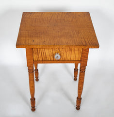 An American Tiger Maple Single Drawer Table