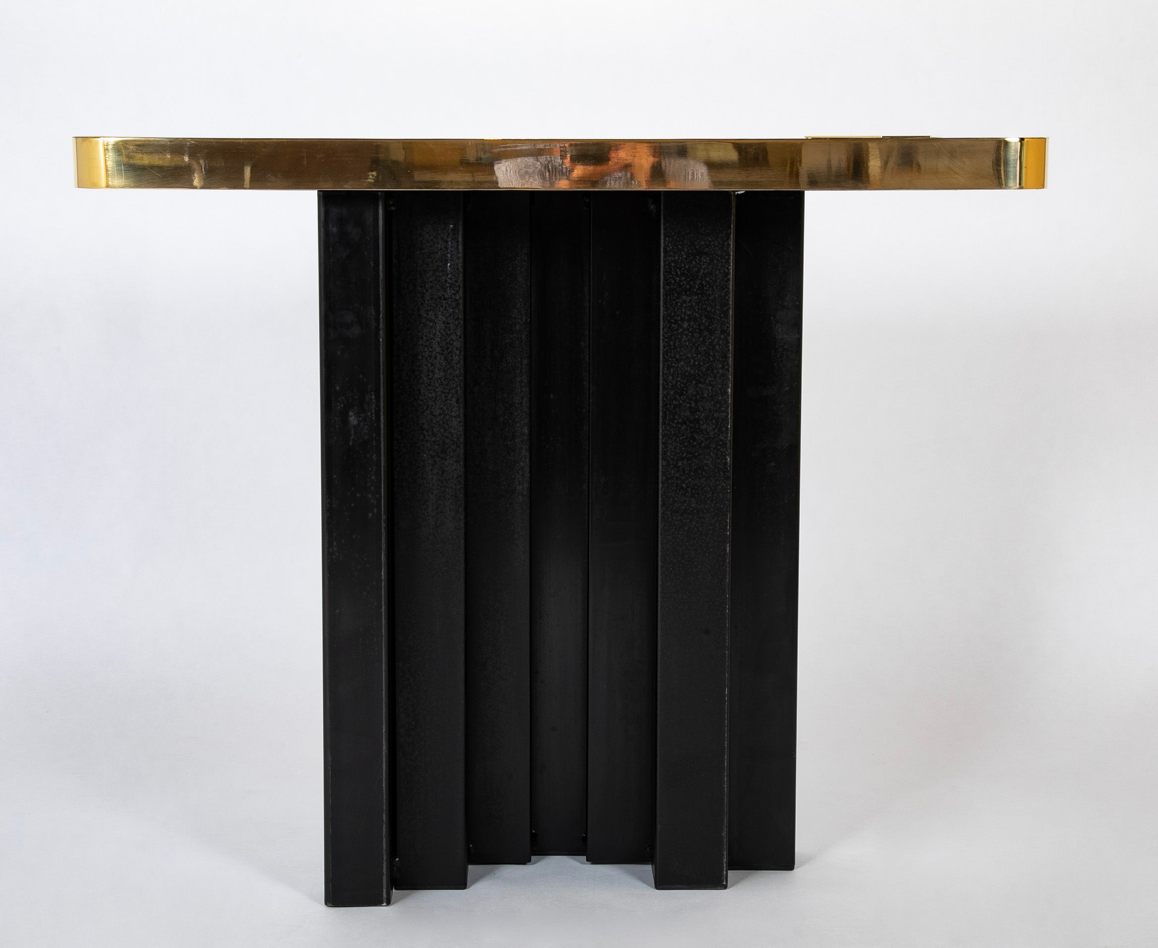 Willy Daro Console with Gilded Brass Top & Black Lacquer Metal Base