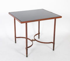 A Leather Wrapped Games Table Attributed to Adnet