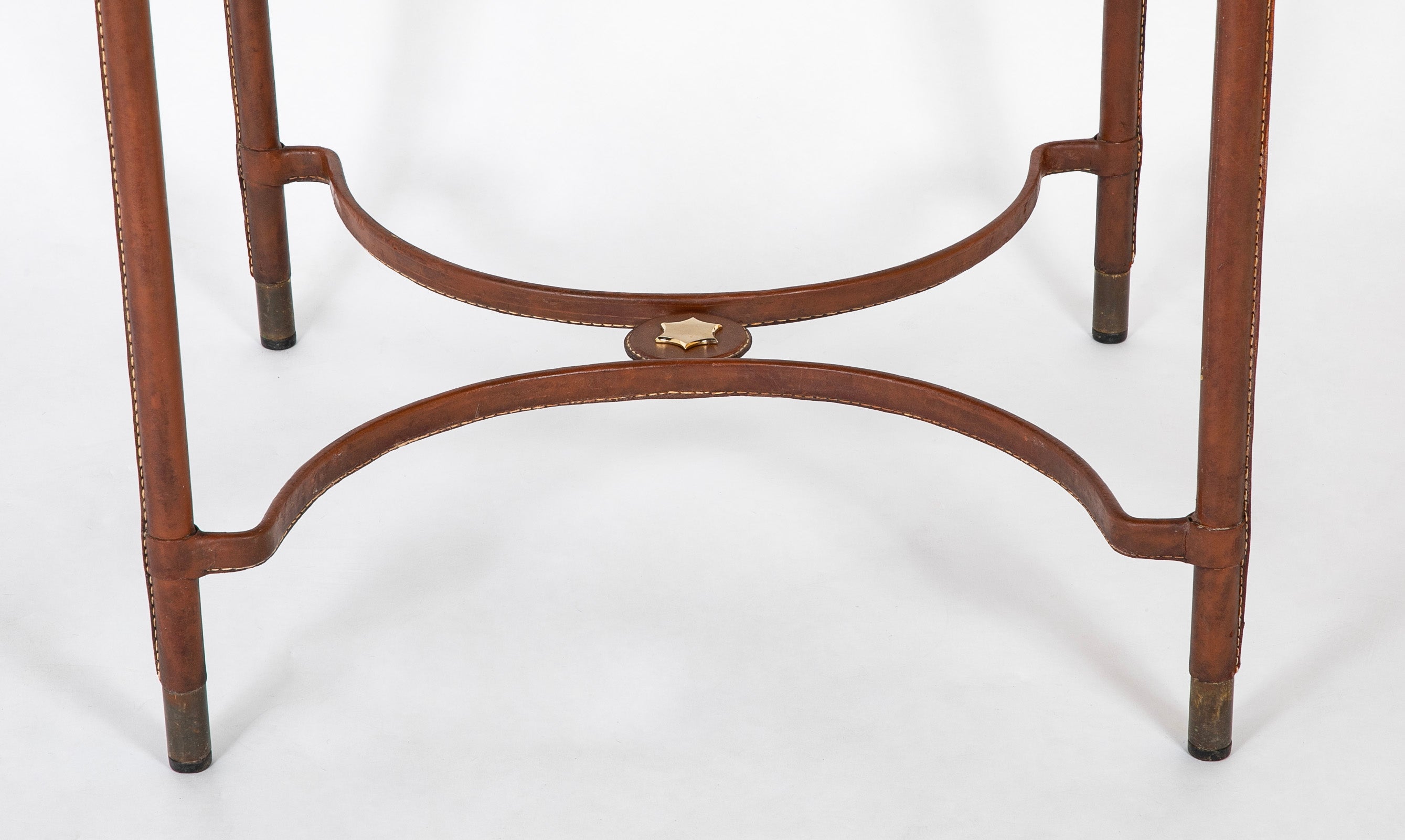 A Leather Wrapped Games Table Attributed to Adnet