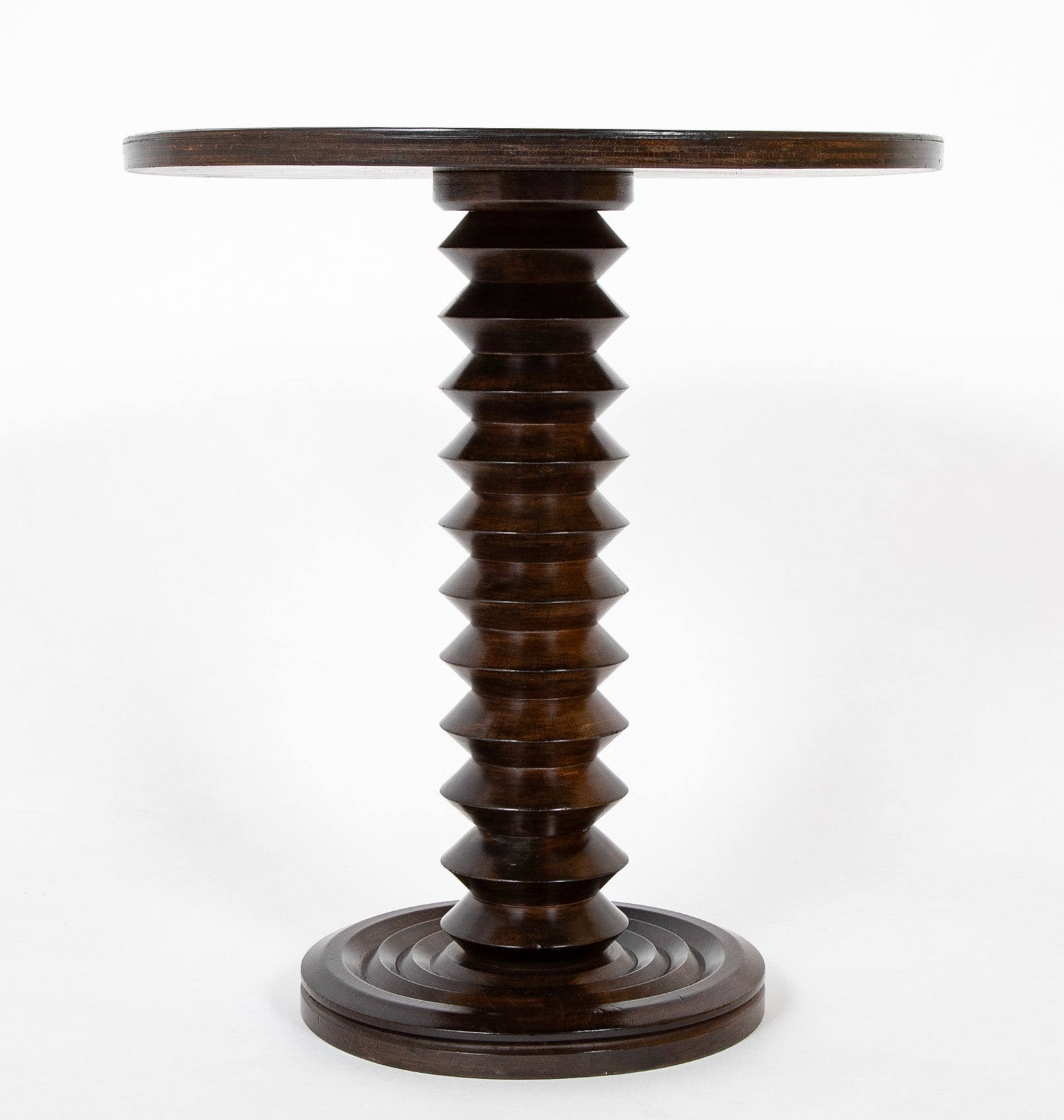 Charles Dudouyt Early 20th Century Turned Wood Side Table