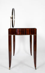 Dominique Dressing Table in Macassar Ebony with Round Mirror