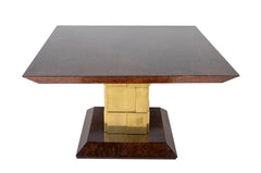 Metal Clad Square Pedestal Table by Luciano Frigerio