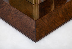 Metal Clad Square Pedestal Table by Luciano Frigerio