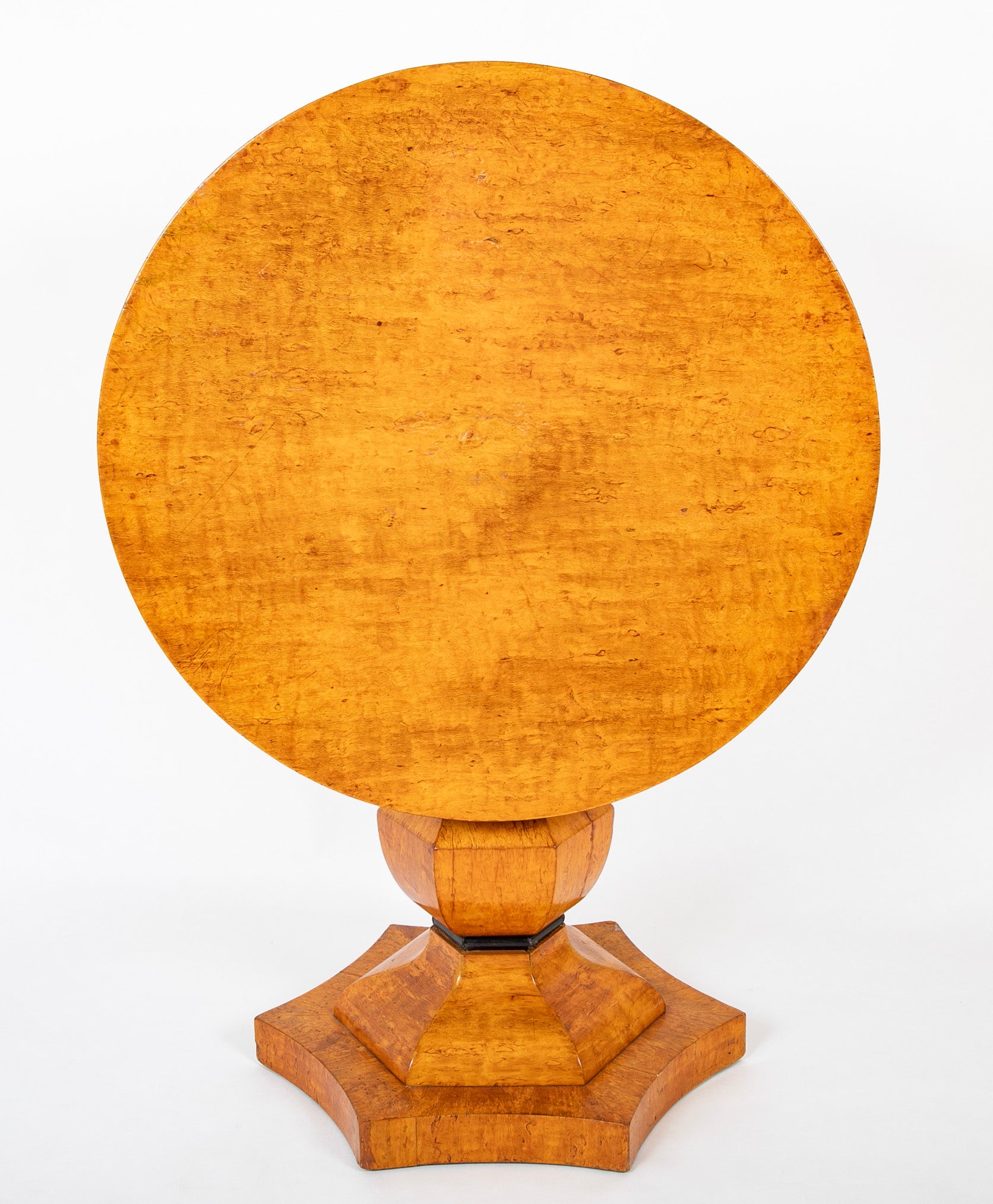 19th Century Northern European Biedermeier Table of Quilted Beech