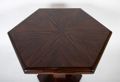 Rene Prou ( 1889 - 1947 ) Hexagonal Walnut Pedestal Table