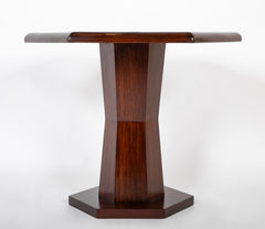 Rene Prou ( 1889 - 1947 ) Hexagonal Walnut Pedestal Table