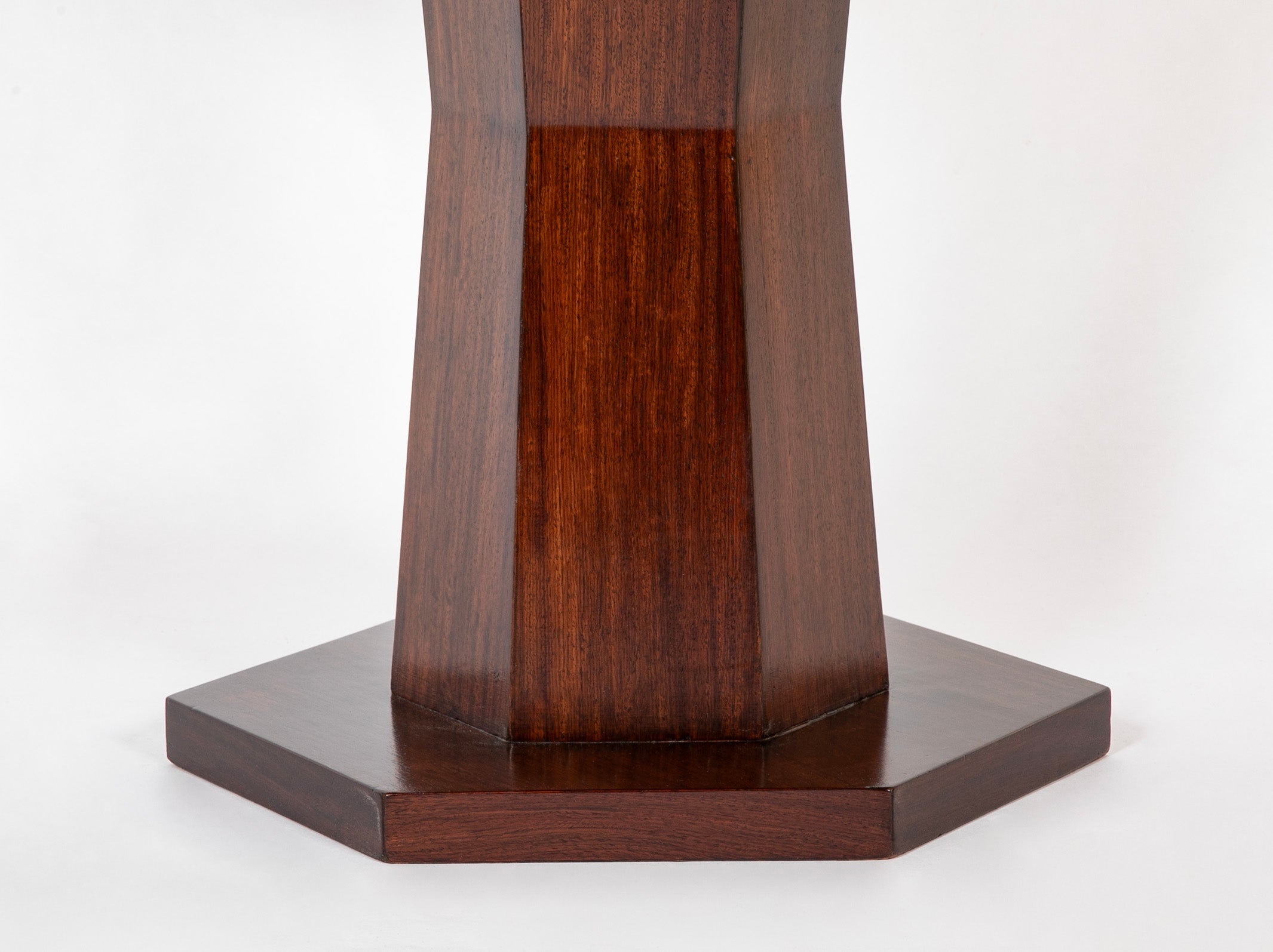 Rene Prou ( 1889 - 1947 ) Hexagonal Walnut Pedestal Table