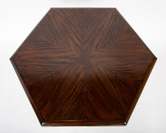 Rene Prou ( 1889 - 1947 ) Hexagonal Walnut Pedestal Table