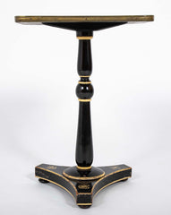 Early 19th Century English Black Lacquered Penwork Decorated Table