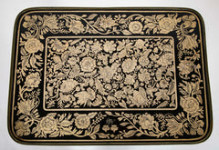 Early 19th Century English Black Lacquered Penwork Decorated Table
