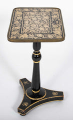 Early 19th Century English Black Lacquered Penwork Decorated Table