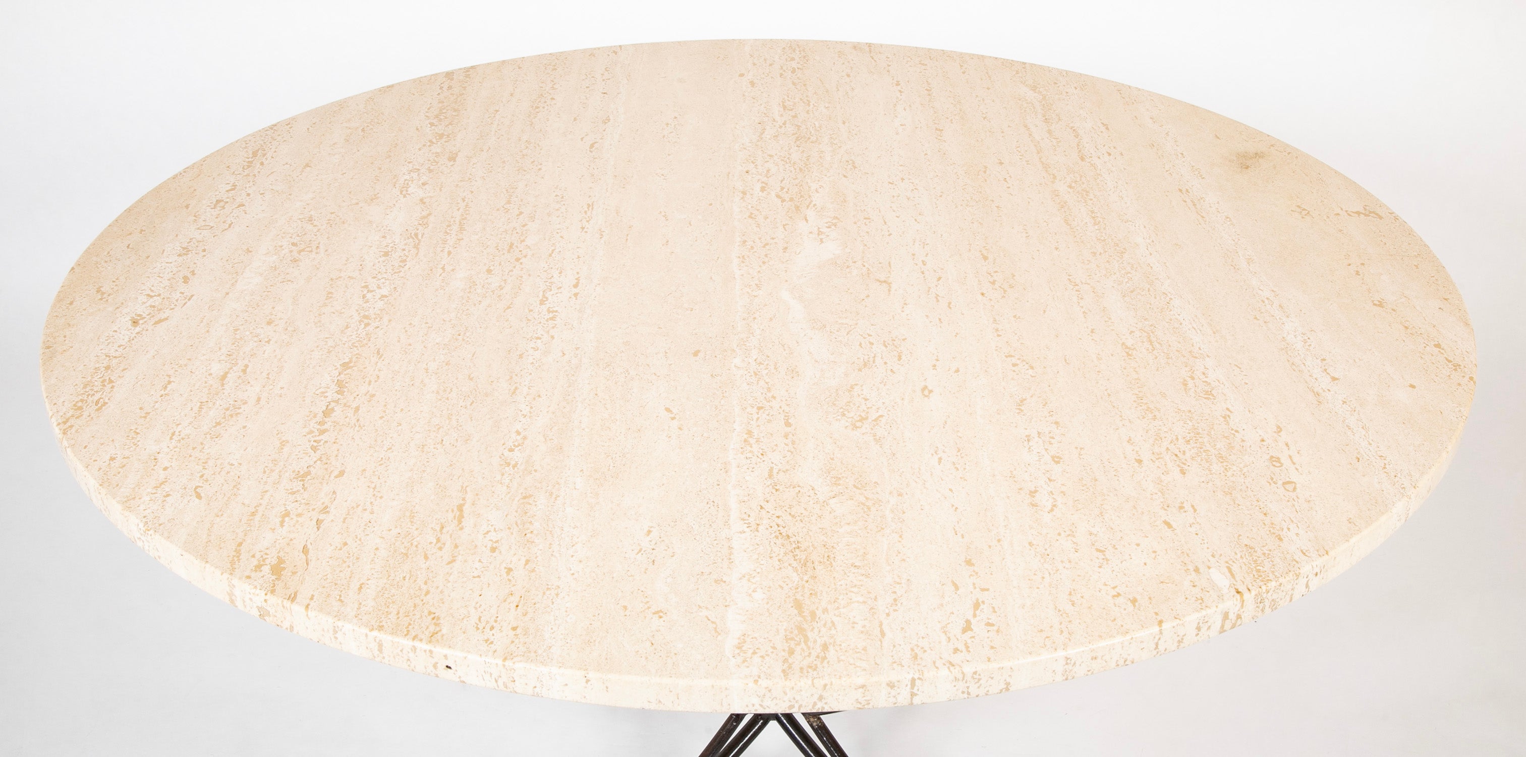 A French Round Marble Top Dining Table on Iron Base