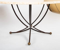 A French Round Marble Top Dining Table on Iron Base