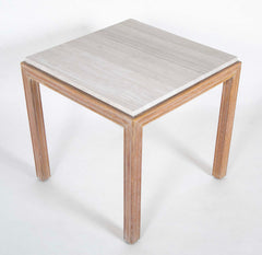 A French Travertine Top Cerused Oak Side Table