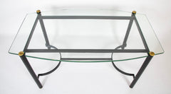 Jacques Adnet Leather Wrapped Dining Table with Glass Top