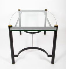 Jacques Adnet Leather Wrapped Dining Table with Glass Top