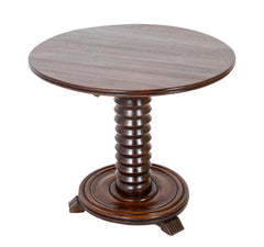 Charles Dudouyt Side Table with Turned Spool Column Pedestal