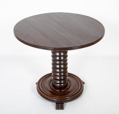Charles Dudouyt Side Table with Turned Spool Column Pedestal
