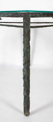 Louis Cane Bronze Glass Top Table with Stylized Bird in Apron