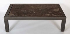 Patinated Aluminum and Slate Coffee Table by Joseph Grusczak