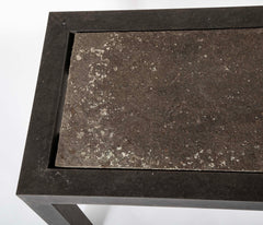 A Patinated Aluminum and Slate Top Table by Joseph Grusczak
