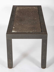 A Patinated Aluminum and Slate Top Table by Joseph Grusczak