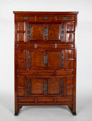 20th Century Korean Elmwood Cabinet with Iron Mountings
