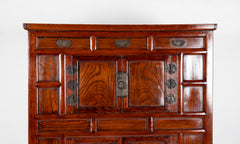 20th Century Korean Elmwood Cabinet with Iron Mountings