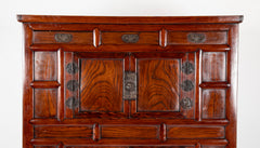 20th Century Korean Elmwood Cabinet with Iron Mountings