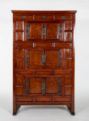 20th Century Korean Elmwood Cabinet with Iron Mountings