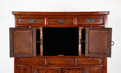 20th Century Korean Elmwood Cabinet with Iron Mountings
