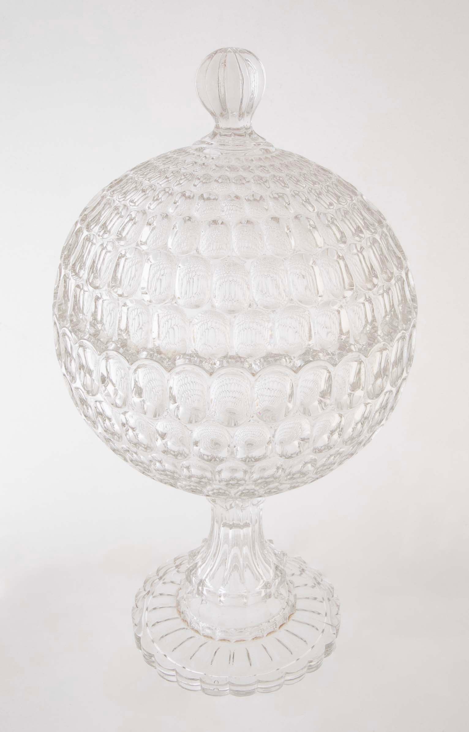 A Early Thumbprint Spherical Covered Compote by Bakewell Pears
