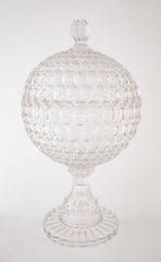 A Early Thumbprint Spherical Covered Compote by Bakewell Pears