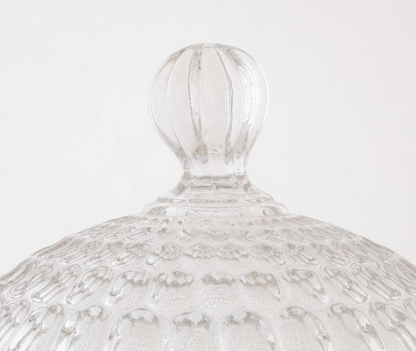 A Early Thumbprint Spherical Covered Compote by Bakewell Pears