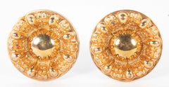 Pair of Gilt Brass Medallion Floral Tie Backs