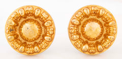Pair of Gilt Brass Medallion Floral Tie Backs