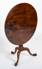Mahogany Round Tilt Top Queen Anne Tea Table on 3 Cabriole Legs