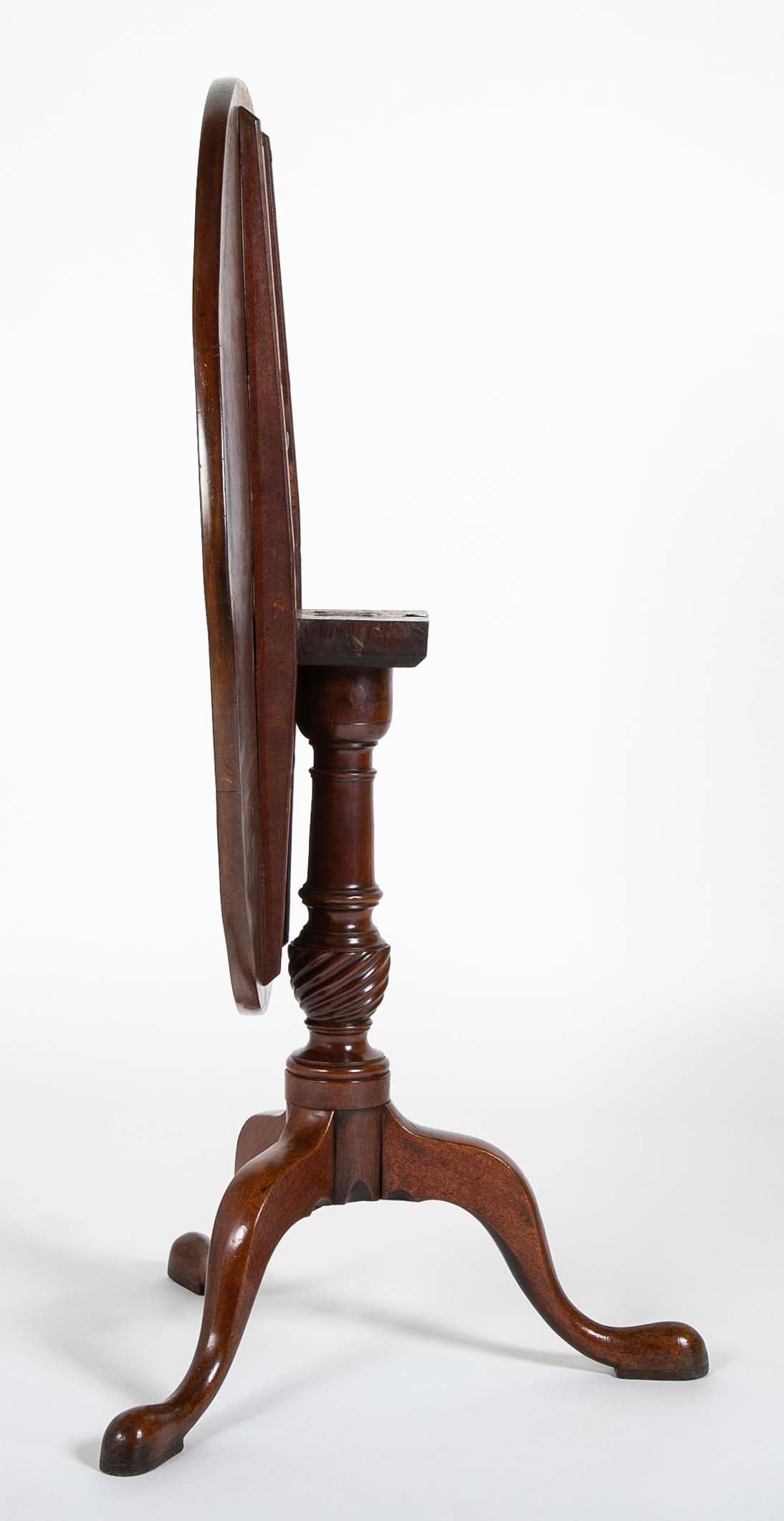 Mahogany Round Tilt Top Queen Anne Tea Table on 3 Cabriole Legs