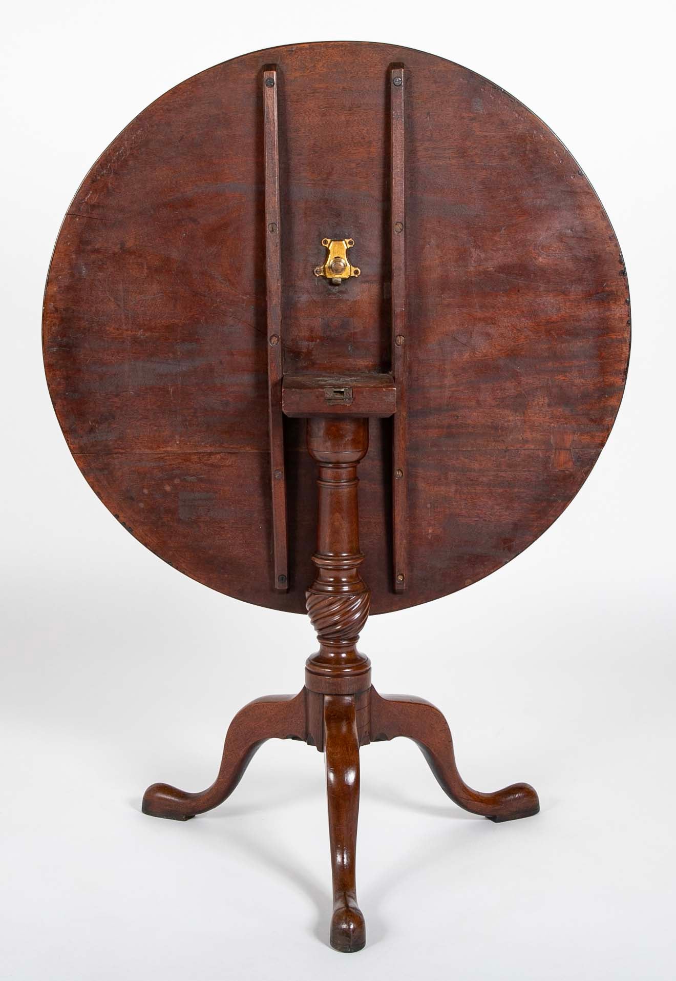 Mahogany Round Tilt Top Queen Anne Tea Table on 3 Cabriole Legs