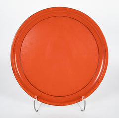 Large Round Japanese Negoro Lacquer "Marubon" Tray