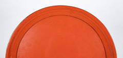 Large Round Japanese Negoro Lacquer "Marubon" Tray