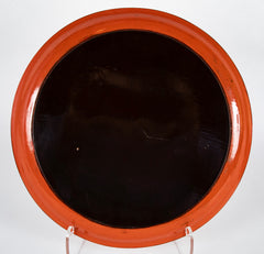 Large Round Japanese Negoro Lacquer "Marubon" Tray