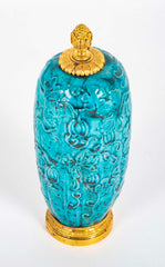 19th Century Chinese Turquoise Porcelain Vase with Ormolu Mounts